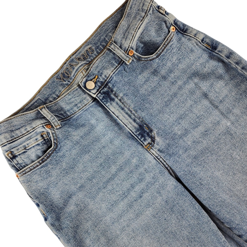 Yoga Jeans Wide Leg Women 32 Blue High Rise Light Wash Stretch Denim